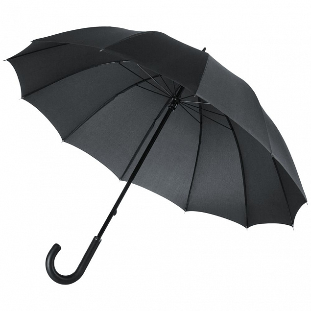 Зонт-трость Lui, черный с логотипом в Астрахани заказать по выгодной цене в кибермаркете AvroraStore