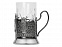 Подстаканник с хрустальным стаканом и ложкой Нефтяной, серебристый/прозрачный с логотипом в Астрахани заказать по выгодной цене в кибермаркете AvroraStore