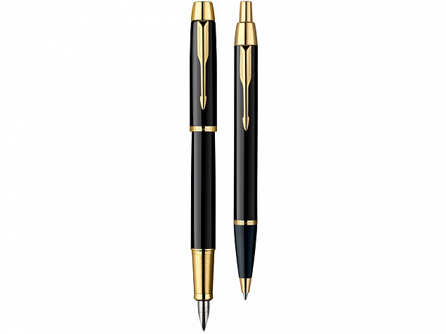 Набор Parker IM Core Black GT: ручка шариковая, ручка перьевая с логотипом в Астрахани заказать по выгодной цене в кибермаркете AvroraStore