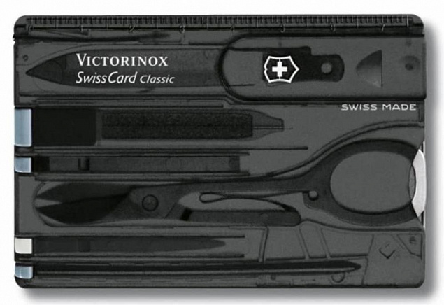 Набор инструментов SwissCard, полупрозрачный черный с логотипом в Астрахани заказать по выгодной цене в кибермаркете AvroraStore
