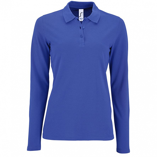 Рубашка поло женская с длинным рукавом PERFECT LSL WOMEN, ярко-синяя с логотипом в Астрахани заказать по выгодной цене в кибермаркете AvroraStore