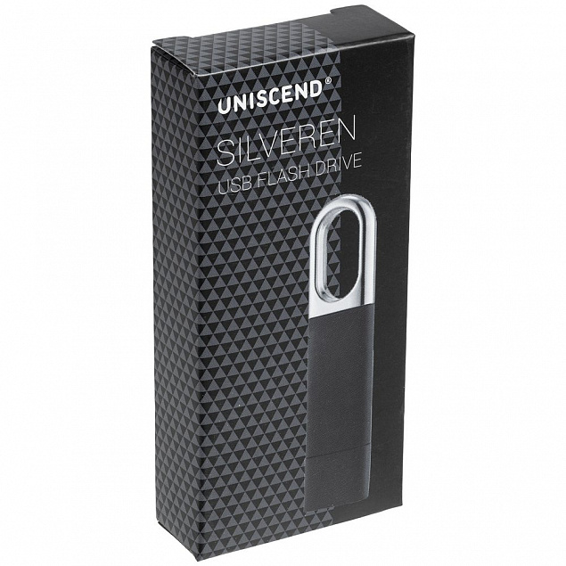 Флешка Uniscend Silveren, черная, 8 Гб с логотипом в Астрахани заказать по выгодной цене в кибермаркете AvroraStore