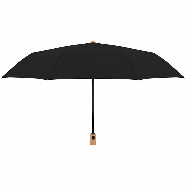 Зонт складной Nature Magic, черный с логотипом в Астрахани заказать по выгодной цене в кибермаркете AvroraStore