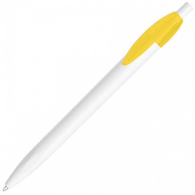 Ручка шариковая X-1 WHITE, белый/желтый непрозрачный клип, пластик с логотипом в Астрахани заказать по выгодной цене в кибермаркете AvroraStore