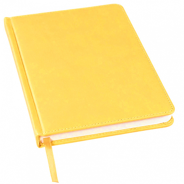 Ежедневник недатированный Bliss, А5,  желтый, белый блок, без обреза с логотипом в Астрахани заказать по выгодной цене в кибермаркете AvroraStore
