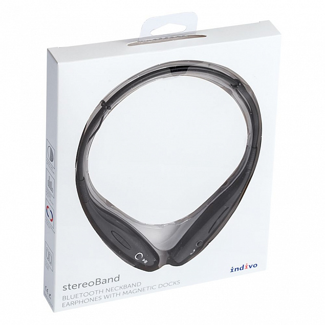 Bluetooth наушники stereoBand, черные с логотипом в Астрахани заказать по выгодной цене в кибермаркете AvroraStore