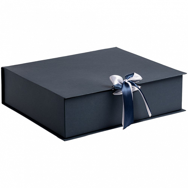 Коробка на лентах Tie Up, синяя с логотипом в Астрахани заказать по выгодной цене в кибермаркете AvroraStore