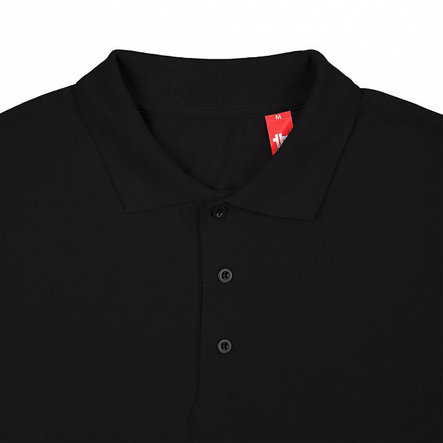 Рубашка поло мужская Adam, черная с логотипом в Астрахани заказать по выгодной цене в кибермаркете AvroraStore