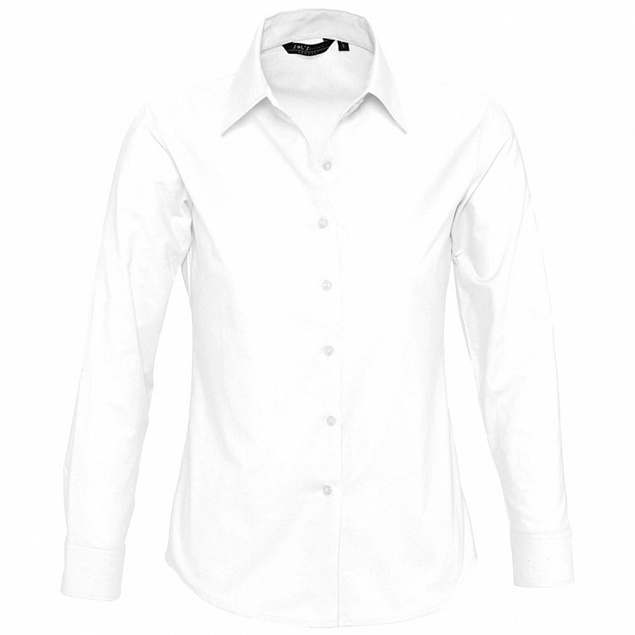 Рубашка женская с длинным рукавом EMBASSY, белая с логотипом в Астрахани заказать по выгодной цене в кибермаркете AvroraStore