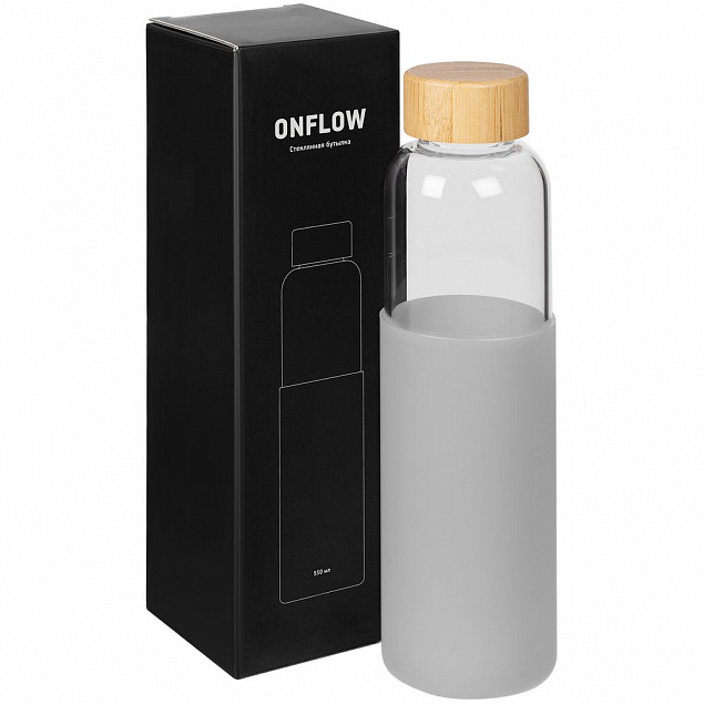 Бутылка для воды Onflow, серая с логотипом в Астрахани заказать по выгодной цене в кибермаркете AvroraStore