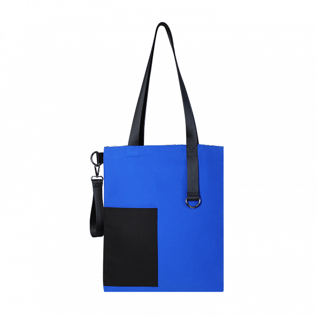 Шоппер Superbag Color (синий с чёрным) с логотипом в Астрахани заказать по выгодной цене в кибермаркете AvroraStore