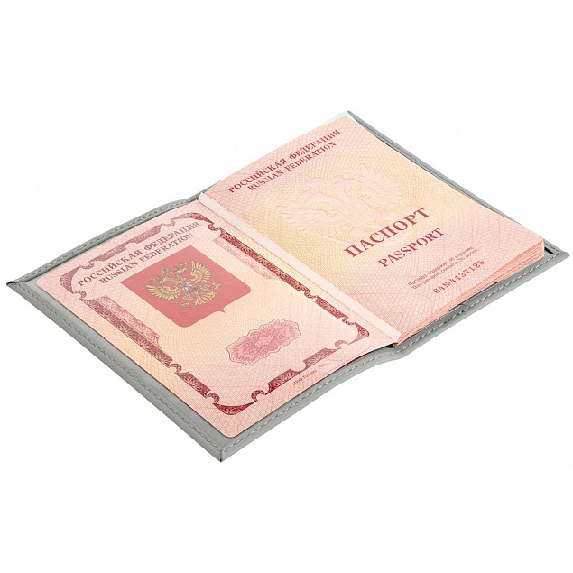 Обложка для паспорта Nubuk, светло-серая с логотипом в Астрахани заказать по выгодной цене в кибермаркете AvroraStore