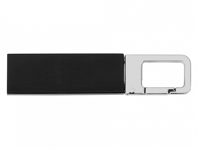 Флеш-карта USB 2.0 16 Gb с карабином Hook, черный/серебристый с логотипом в Астрахани заказать по выгодной цене в кибермаркете AvroraStore