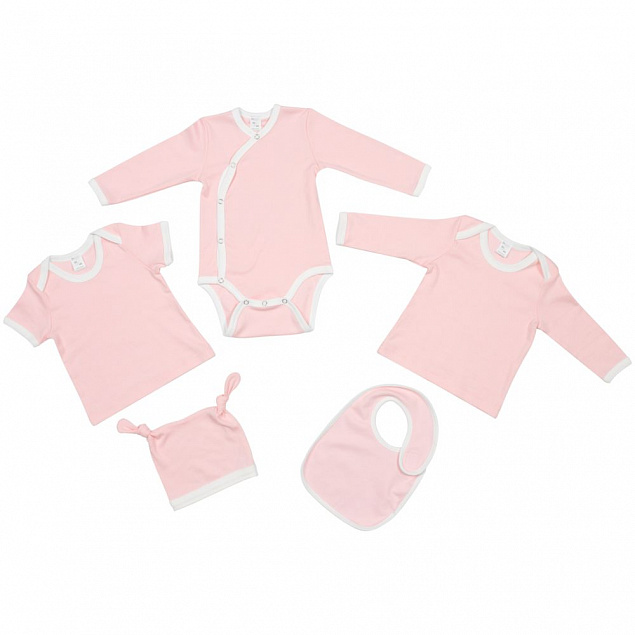 Боди детское Baby Prime, розовое с молочно-белым с логотипом в Астрахани заказать по выгодной цене в кибермаркете AvroraStore