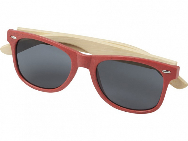 Sun Ray очки с бамбуковой оправой, красный с логотипом в Астрахани заказать по выгодной цене в кибермаркете AvroraStore