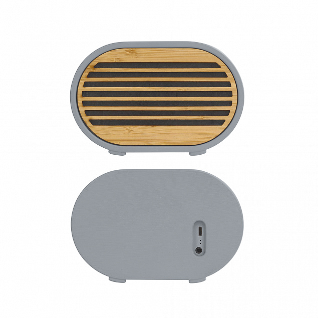Bluetooth колонка "Stonehenge" 5Вт с беспроводным зарядным устройством, камень/бамбук с логотипом в Астрахани заказать по выгодной цене в кибермаркете AvroraStore