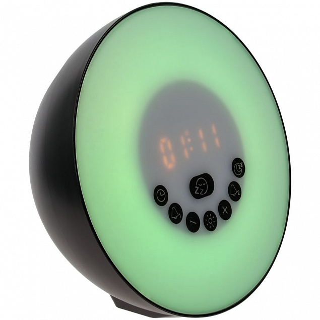 Лампа-колонка dreamTime для пробуждения светом и музыкой, черная с логотипом в Астрахани заказать по выгодной цене в кибермаркете AvroraStore