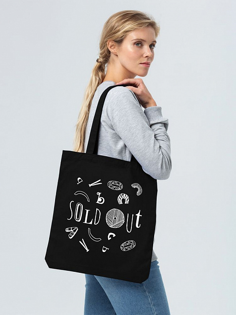 Холщовая сумка Sold Out, черная с логотипом в Астрахани заказать по выгодной цене в кибермаркете AvroraStore