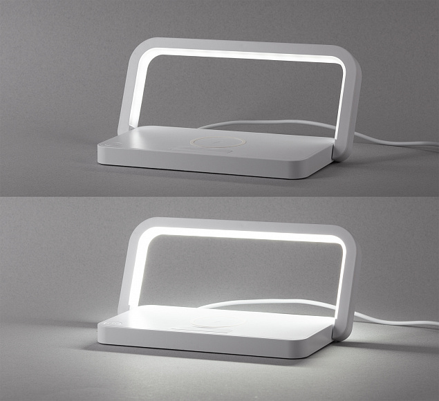 Лампа складная "Smart Light" с беспроводным (10W) зарядным устройством и подставкой для смартфона с логотипом в Астрахани заказать по выгодной цене в кибермаркете AvroraStore