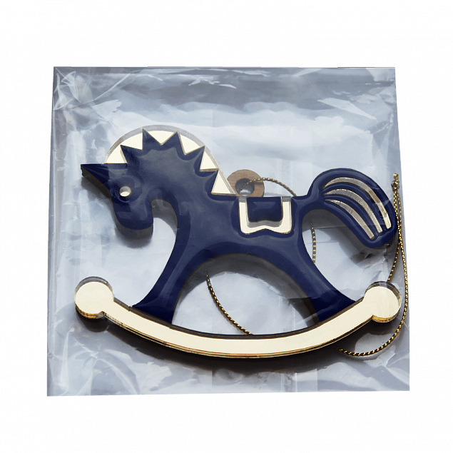 Ёлочная игрушка Лошадка (синий) с логотипом в Астрахани заказать по выгодной цене в кибермаркете AvroraStore