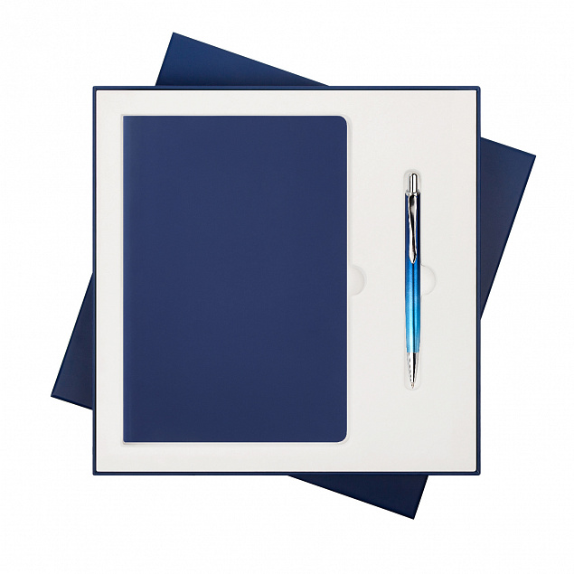 Подарочный набор Portobello/Spark синий (Ежедневник недат А5, Ручка) с логотипом в Астрахани заказать по выгодной цене в кибермаркете AvroraStore