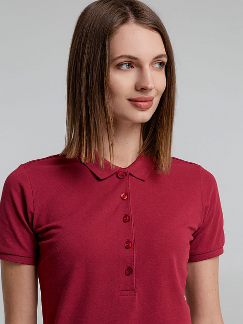 Рубашка поло женская Neptune, вишнево-красная с логотипом в Астрахани заказать по выгодной цене в кибермаркете AvroraStore