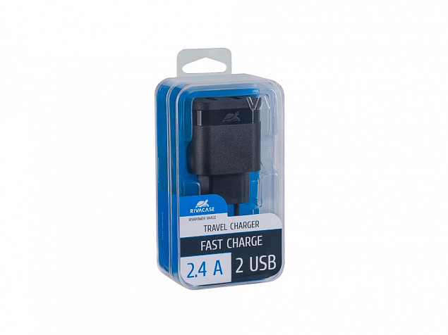 Сетевое зарядное устройство, 2 USB/2.4 A с логотипом в Астрахани заказать по выгодной цене в кибермаркете AvroraStore