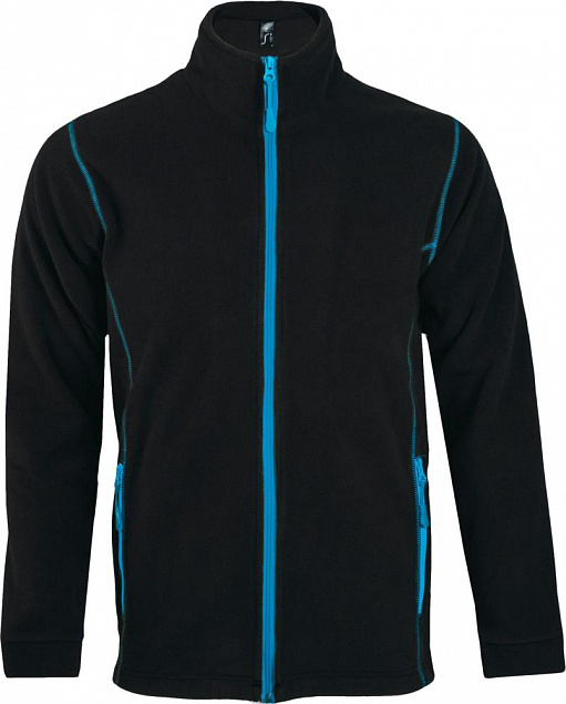 Куртка мужская NOVA MEN 200, черная с ярко-голубым с логотипом в Астрахани заказать по выгодной цене в кибермаркете AvroraStore