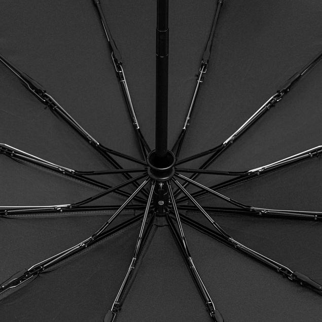 Зонт складной Fiber Magic Major, черный с логотипом в Астрахани заказать по выгодной цене в кибермаркете AvroraStore