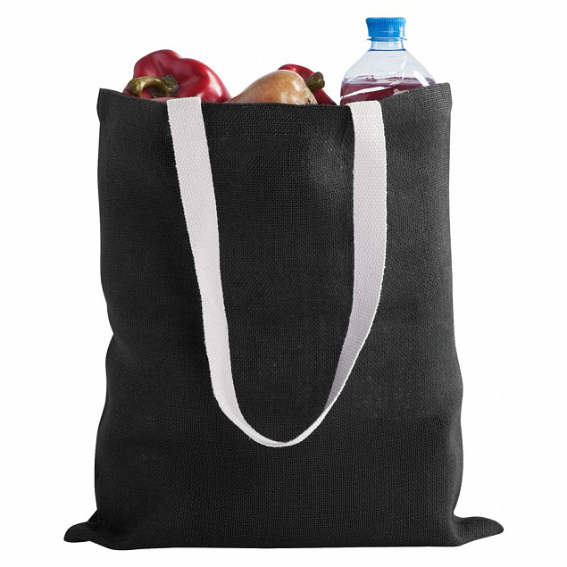 Холщовая сумка на плечо Juhu, черная с логотипом в Астрахани заказать по выгодной цене в кибермаркете AvroraStore