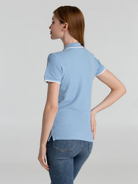 Рубашка поло женская Practice women 270, голубая с белым с логотипом в Астрахани заказать по выгодной цене в кибермаркете AvroraStore