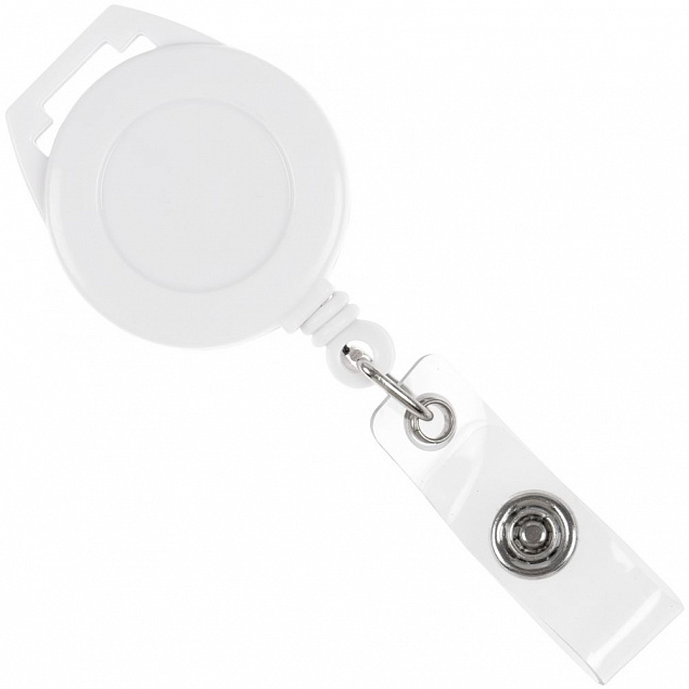 Ретрактор Attach с ушком для ленты ver.2, белый с логотипом в Астрахани заказать по выгодной цене в кибермаркете AvroraStore