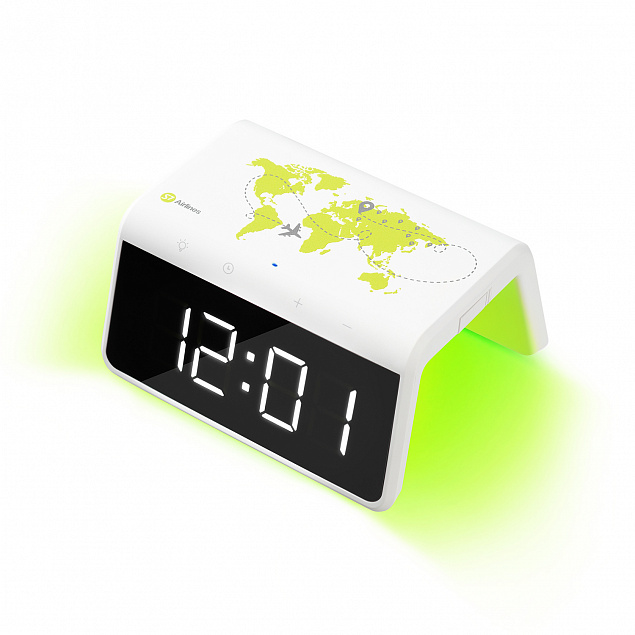 Настольные часы с беспроводной зарядкой 15W, Flame, белый цвет с логотипом в Астрахани заказать по выгодной цене в кибермаркете AvroraStore