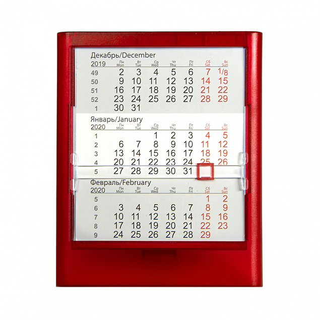 Календарь настольный на 2 года ; прозрачно-красный; 12,5х16 см; пластик; тампопечать, шелкография с логотипом в Астрахани заказать по выгодной цене в кибермаркете AvroraStore