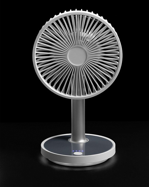 Настольный беспроводной вентилятор с подсветкой inBreeze, белый c серым с логотипом в Астрахани заказать по выгодной цене в кибермаркете AvroraStore