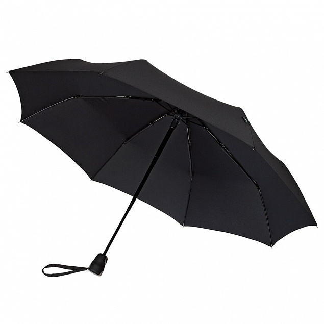 Складной зонт Gran Turismo, черный с логотипом в Астрахани заказать по выгодной цене в кибермаркете AvroraStore