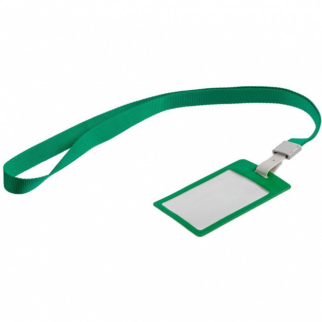 Карман для бейджа с лентой Staff, зеленый с логотипом в Астрахани заказать по выгодной цене в кибермаркете AvroraStore
