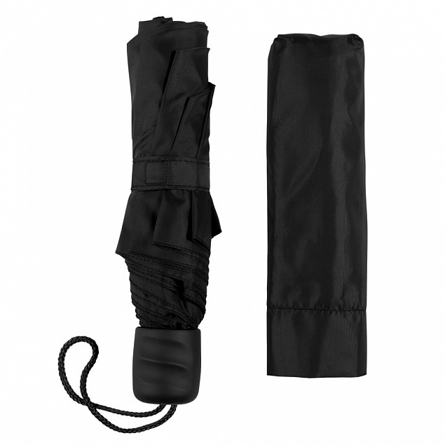 Зонт складной Basic, черный с логотипом в Астрахани заказать по выгодной цене в кибермаркете AvroraStore