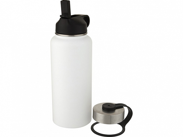 Supra медная спортивная бутылка объемом 1 л с вакуумной изоляцией и 2 крышками, белый с логотипом в Астрахани заказать по выгодной цене в кибермаркете AvroraStore