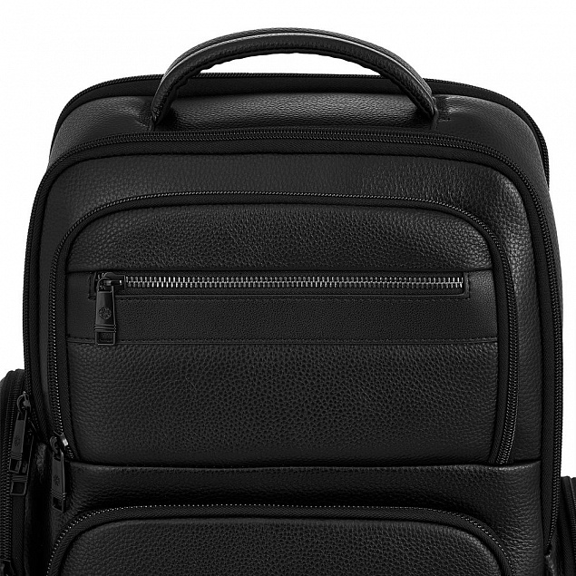Кожаный рюкзак для ноутбука Santiago, черный с логотипом в Астрахани заказать по выгодной цене в кибермаркете AvroraStore
