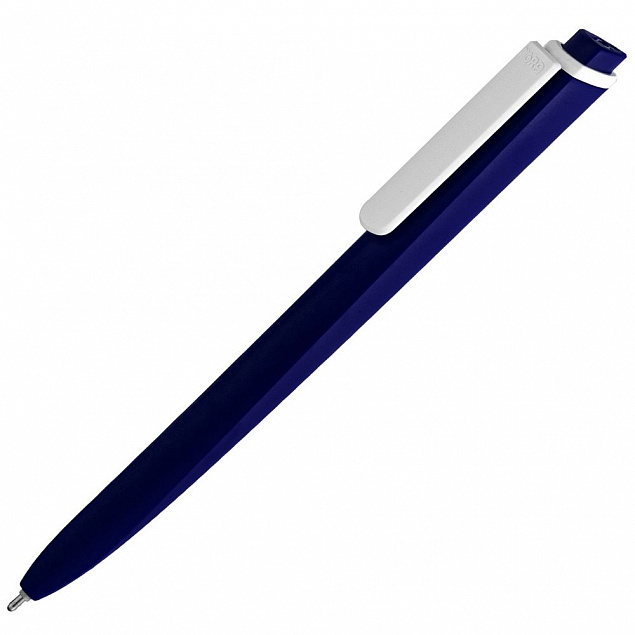 Ручка шариковая Pigra P02 Mat, темно-синяя с белым с логотипом в Астрахани заказать по выгодной цене в кибермаркете AvroraStore