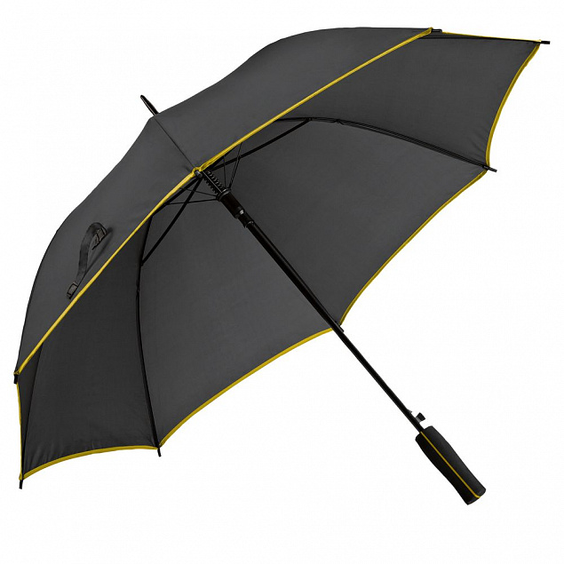 Зонт-трость Jenna, черный с желтым с логотипом в Астрахани заказать по выгодной цене в кибермаркете AvroraStore