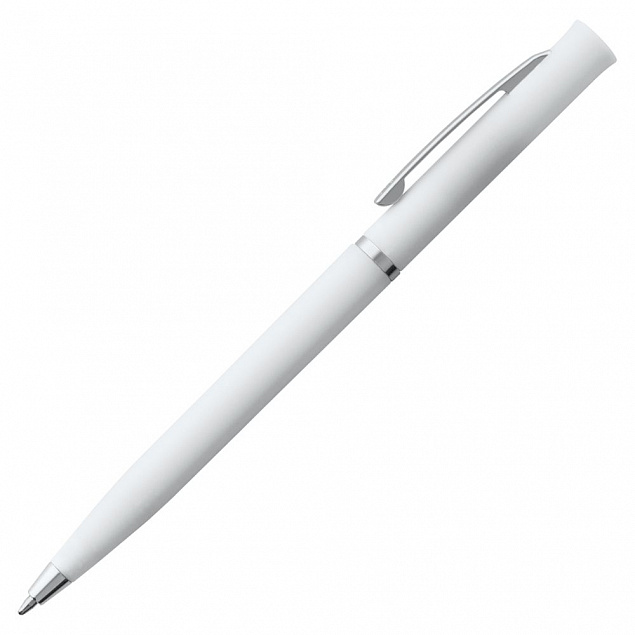 Ручка шариковая Euro Chrome, белая с логотипом в Астрахани заказать по выгодной цене в кибермаркете AvroraStore