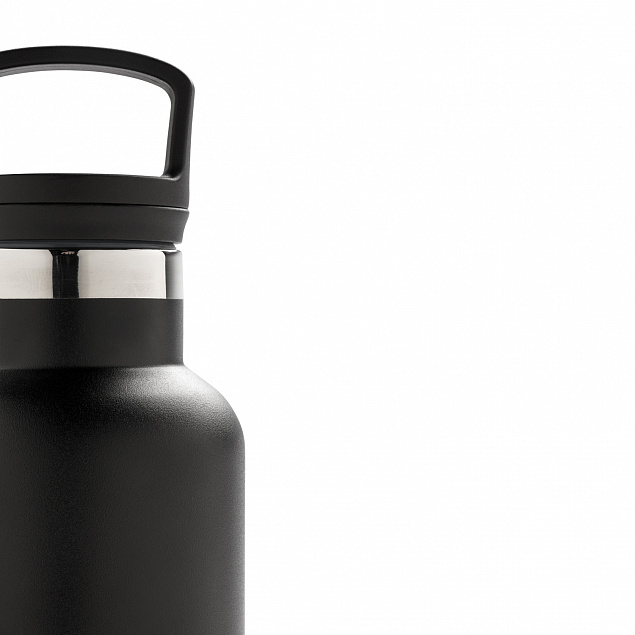Герметичная вакуумная бутылка, черная с логотипом в Астрахани заказать по выгодной цене в кибермаркете AvroraStore