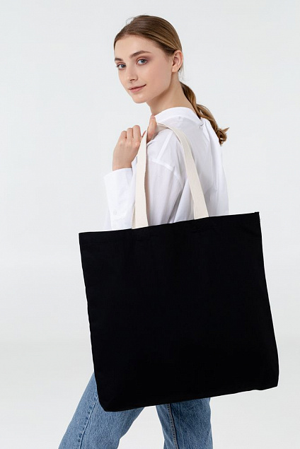 Холщовая сумка Shelty, черная с логотипом в Астрахани заказать по выгодной цене в кибермаркете AvroraStore