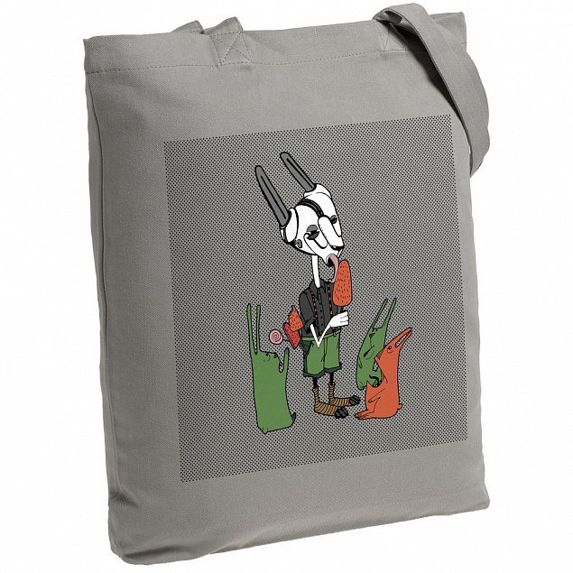 Холщовая сумка «Зайцы и морковное мороженое», серая с логотипом в Астрахани заказать по выгодной цене в кибермаркете AvroraStore
