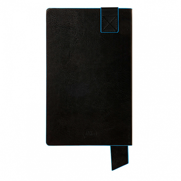 Бизнес-блокнот "Trendi", 130*210 мм, черно-голубой, мягкая обложка, в линейку с логотипом в Астрахани заказать по выгодной цене в кибермаркете AvroraStore