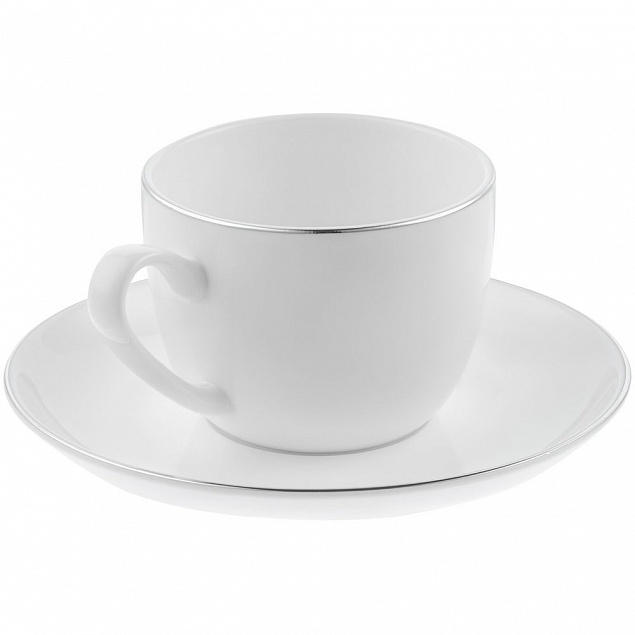 Кофейная пара Mansion Select, белая с серебристой отводкой с логотипом в Астрахани заказать по выгодной цене в кибермаркете AvroraStore