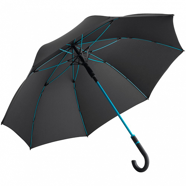 Зонт-трость с цветными спицами Color Style, бирюзовый с логотипом в Астрахани заказать по выгодной цене в кибермаркете AvroraStore