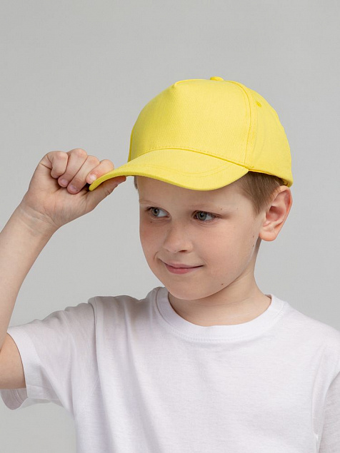 Бейсболка детская Standard Kids, желтая с логотипом в Астрахани заказать по выгодной цене в кибермаркете AvroraStore